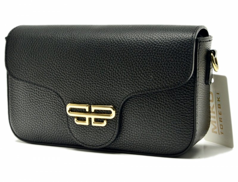 TOREBKA skóra listonoszka MIKO czarna skórzana 