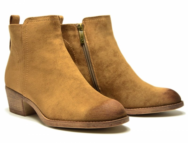 Botki 38 POTOCKI 12737 zamsz brązowe damskie brąz