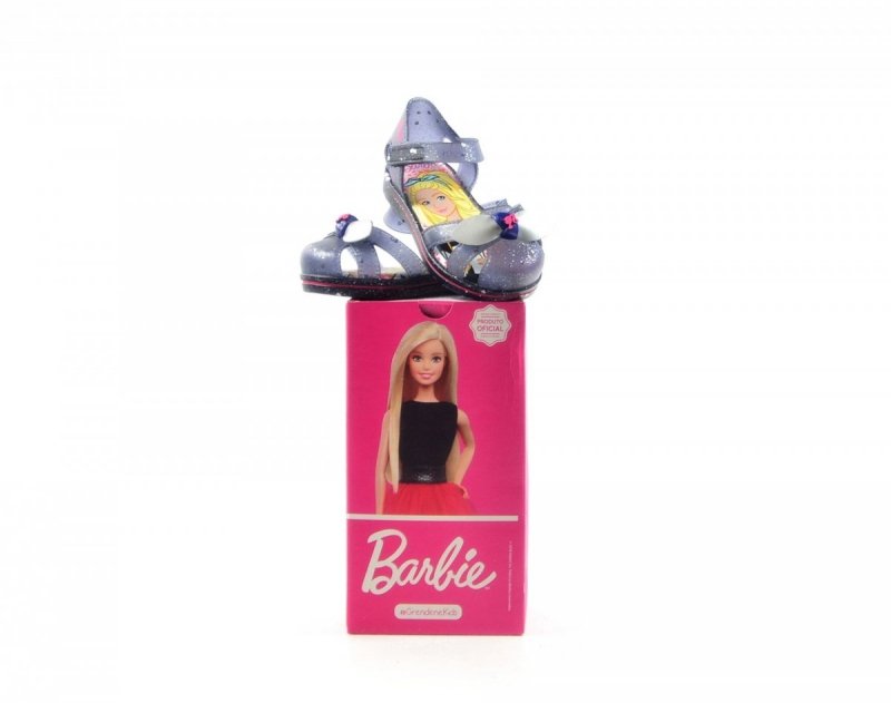 Sandałki 24 GRENDENE KIDS 22353 BARBIE szare srebrne brokat