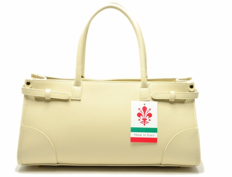 TOREBKA skórzana MIKO skóra beżowa damska jasny beż