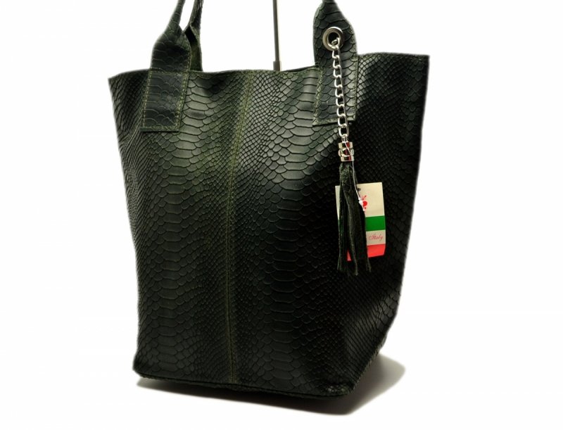 TOREBKA MIKO skóra zielona skórzana wąż