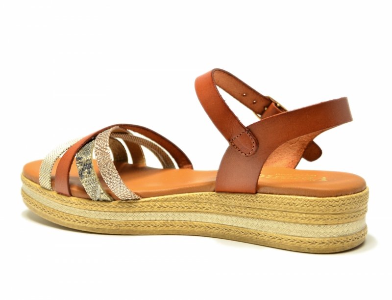 Sandałki 36 skóra VERANO 14633 na platformie camel skórzane brąz