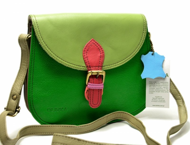 Torebka listonoszka OLIVKA skóra kolorowa skórzana 
