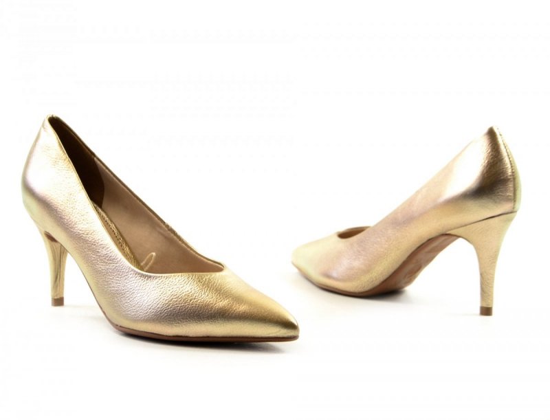 Czółenka 38 szpilki BOTTERO skóra złote skórzane 353721