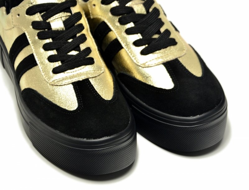 Półbuty sneakersy 41 skóra FILIPPO 6841 złote czarne skórzane 