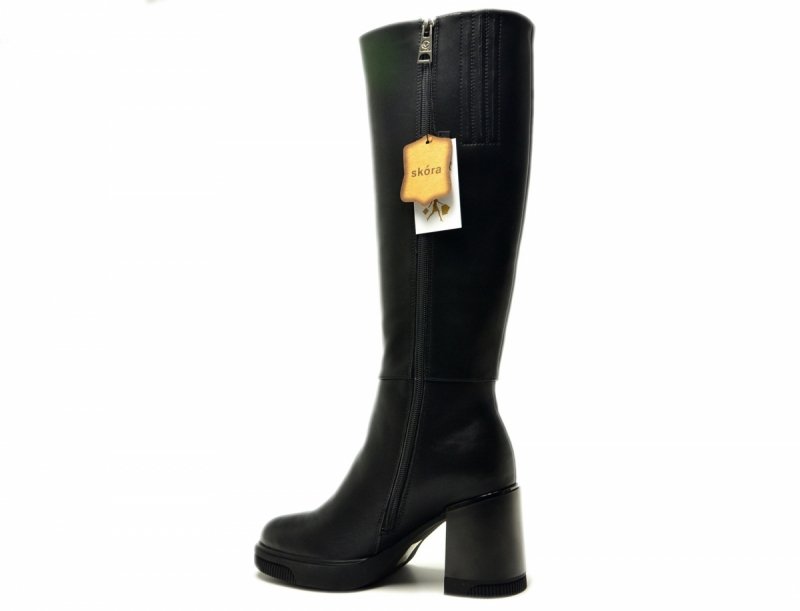 Kozaki 37 VINCEZA 66826 czarne skóra skórzane damskie na obcasie