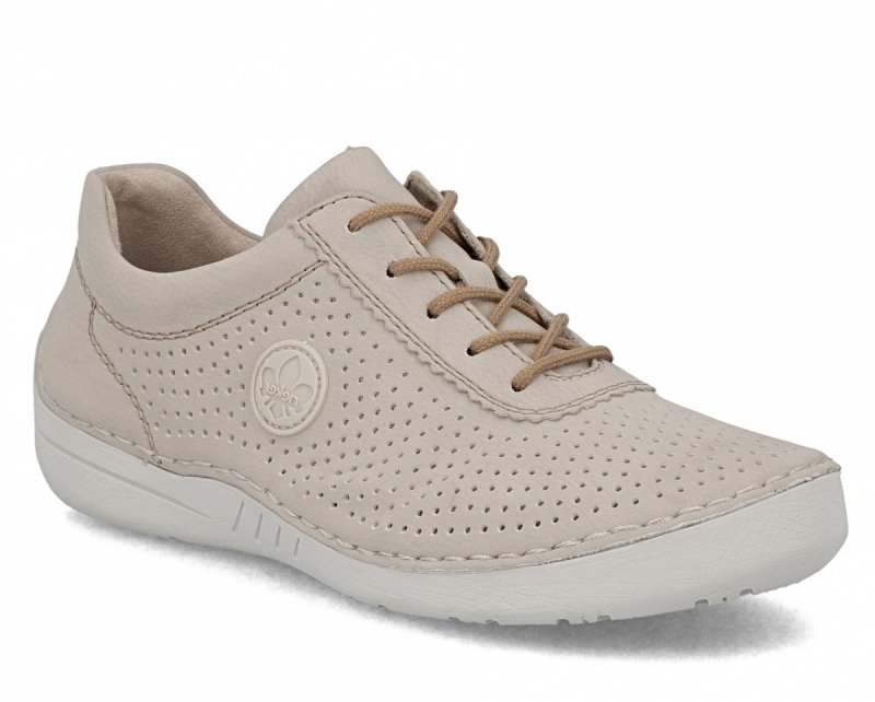 Sneakersy 36 RIEKER 52546 skóra beżowe damskie półbuty beż