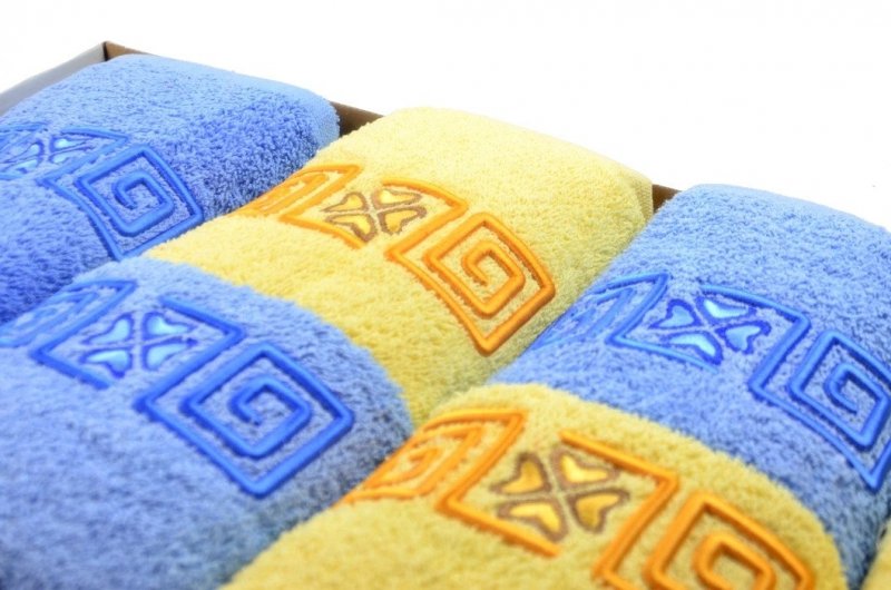 Komplet 6 ręczników frotte JSIA żółty niebieski na prezent