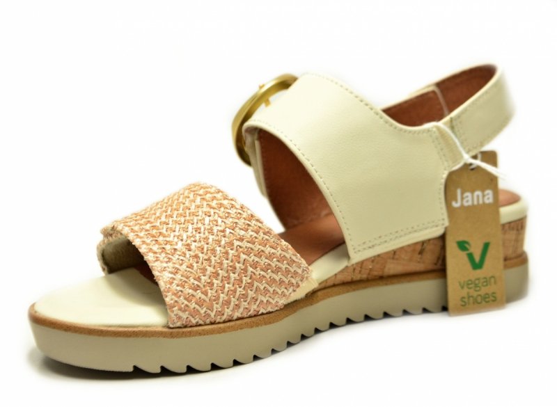 Sandały beż 36 JANA 28776 na platformie koturnie beżowe kremowe