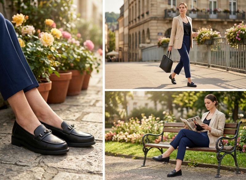 Mokasyny czarne skóra 40 półbuty VINCEZA 18123 skórzane damskie