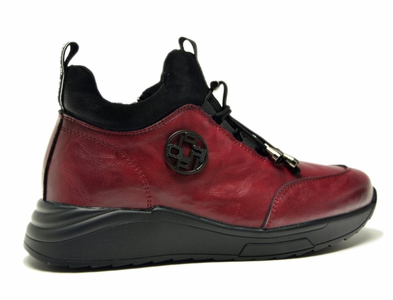 Botki 36 skóra FILIPPO 7168 bordowe skórzane damskie sportowe bordo