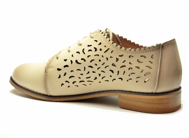 Półbuty beżowe 37 skóra oxfordy CAMBELL 19386 ażurowane damskie skórzane beż