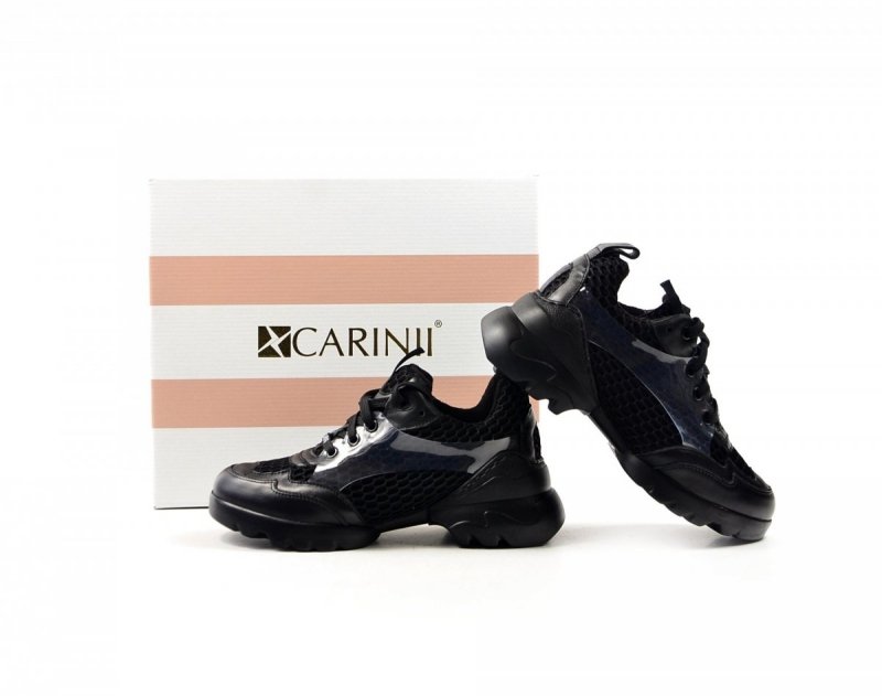 Półbuty 37 sneakersy Carinii B7396 skóra czarne