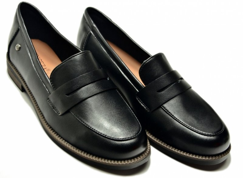 Mokasyny czarne skóra 41 półbuty VINCEZA 18131 skórzane damskie