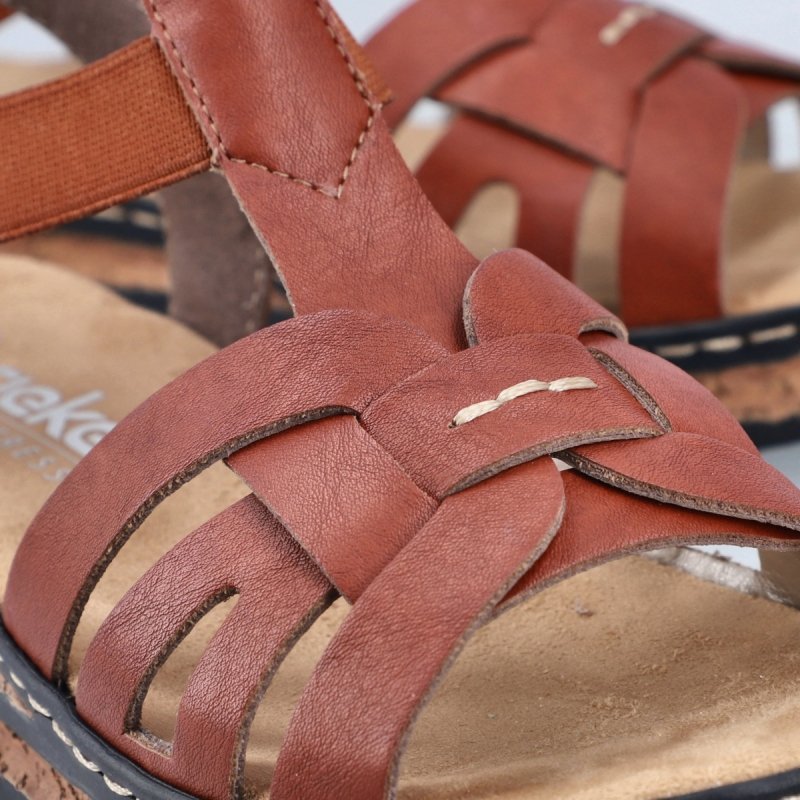 Sandałki brązowe 38 RIEKER 62918 na koturnie platformie brąz