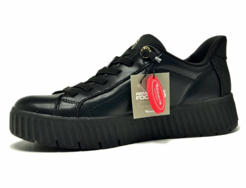 Półbuty 38 TAMARIS 83720 skóra sneakersy czarne skórzane step-in