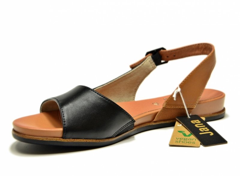 Sandały czarne 38 JANA 28160 sandałki płaskie brązowe