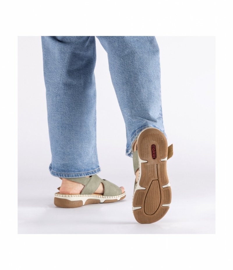 Sandałki zielone 41 RIEKER 66280 płaskie damskie