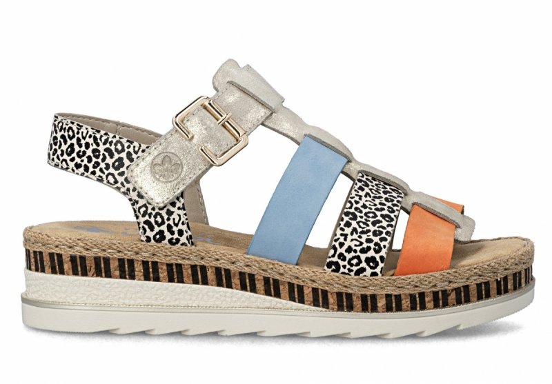 Sandałki 40 RIEKER V7904 skóra sandały damskie skórzanekolorowe