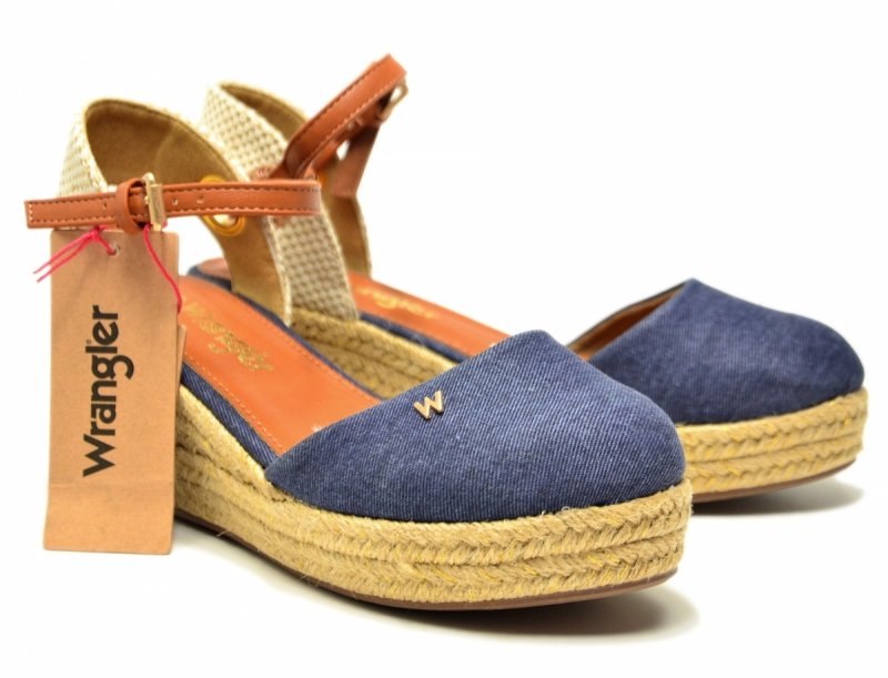 Sandały WRANGLER 38 BELA espadrylegranatowe na koturnie damskie beżowe