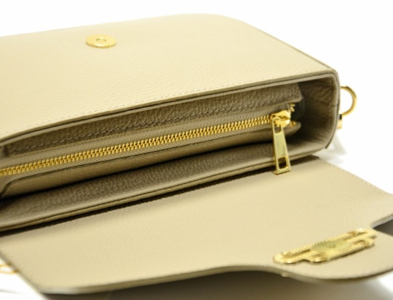 TOREBKA skóra listonoszka MIKO beżowa skórzana beż