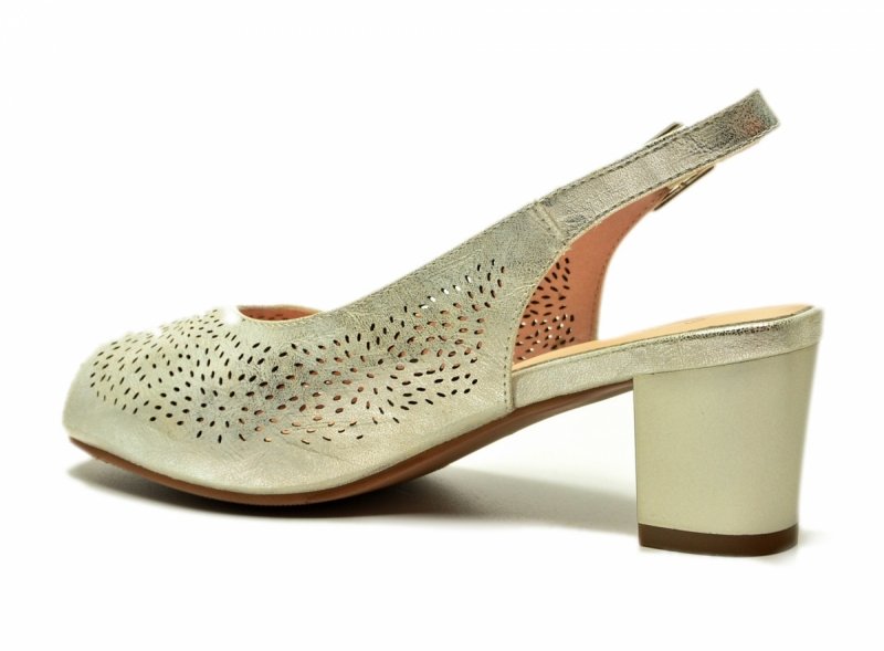 Sandałki damskie złote 39 na obcasie POTOCKI 12762 czółenka