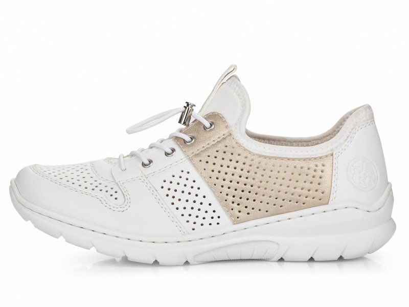 Półbuty sneakersy 38 RIEKER L3254 białe złote damskie żurowane
