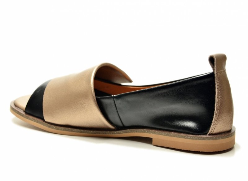 Baleriny czarne złote 38 skóra bez palcy POTOCKI 19397 damskie skórzane 