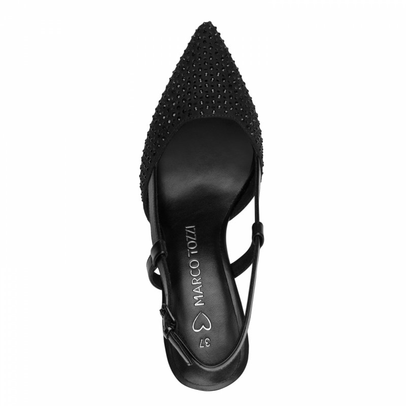 Czółenka czarne 38 MARCO TOZZI 29667 z odkrytą piętą