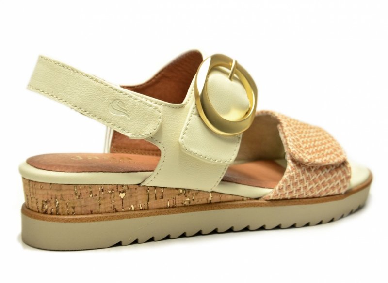 Sandały beż 37 JANA 28776 na platformie koturnie beżowe kremowe