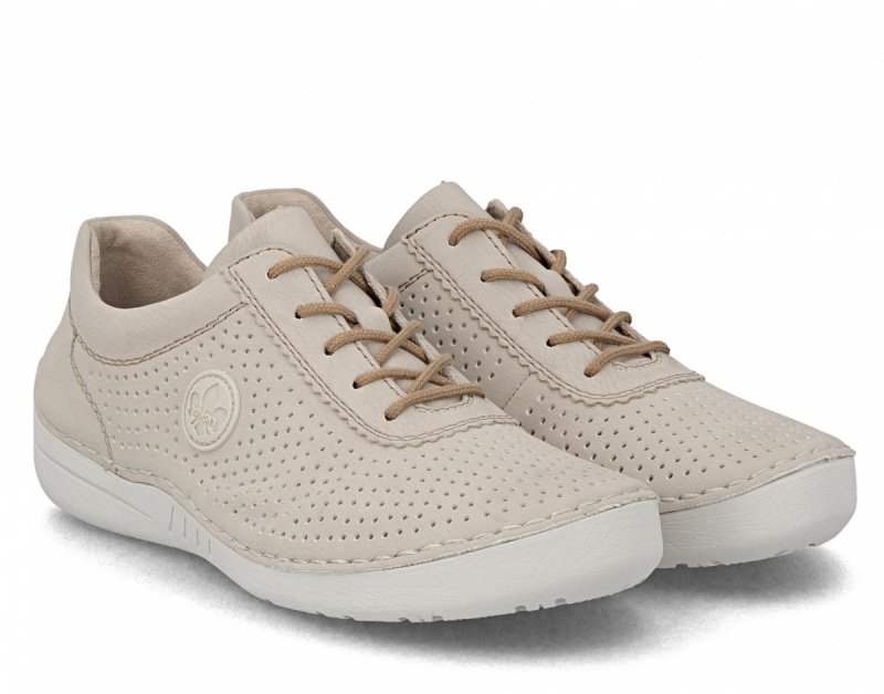 Sneakersy 39 RIEKER 52546 skóra beżowe damskie półbuty beż