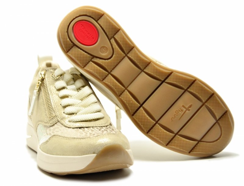 Sneakersy 41 TAMARIS 83714 skóra półbuty beżowe złote skórzane