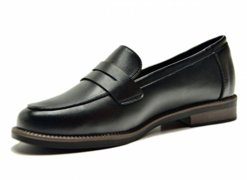 Mokasyny czarne skóra 38 półbuty VINCEZA 18131 skórzane damskie