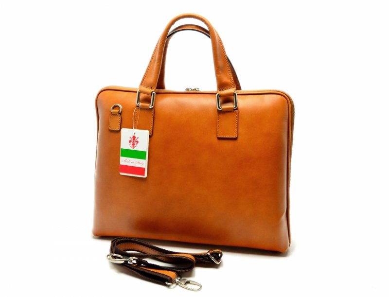 TOREBKA aktówka MIKO skóra camel skórzana