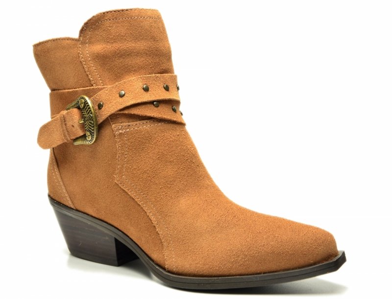 Botki 41 BOTTERO 347707 skóra kowbojki brązowe skórzane zamsz brąz