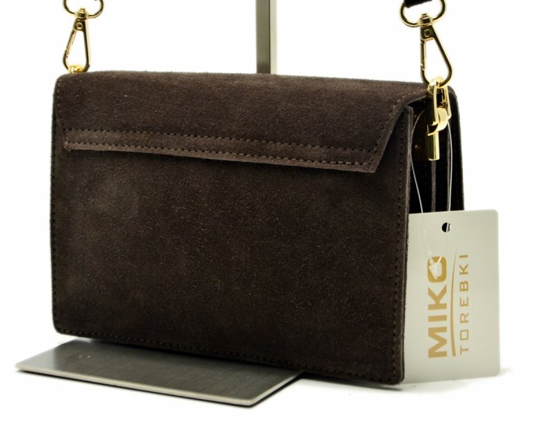 TOREBKA listonoszka skóra brązowa skórzana zamsz MIKO damska 
