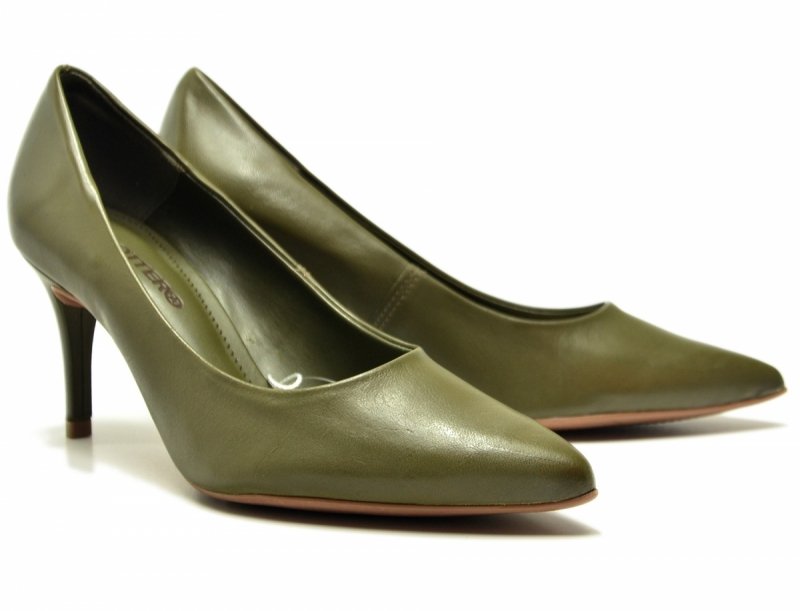 Czółenka 40 szpilki BOTTERO skóra zielone sórzane oliwkowe