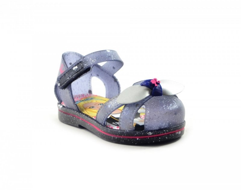 Sandałki 22/23 GRENDENE KIDS 22353 BARBIE szare srebrne brokat