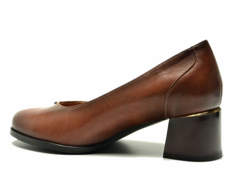 Czółenka 41 POTOCKI 12712 brązowe brąz na obcasie