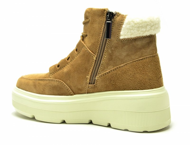 Botki 38 VINCEZA 953546 camel skóra skórzane damskie płaskie