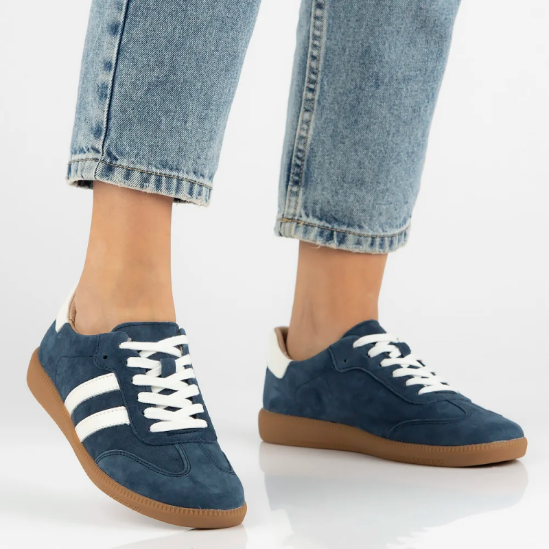 Półbuty sneakersy 36 skóra FILIPPO 6741 granatowe skórzane zamsz