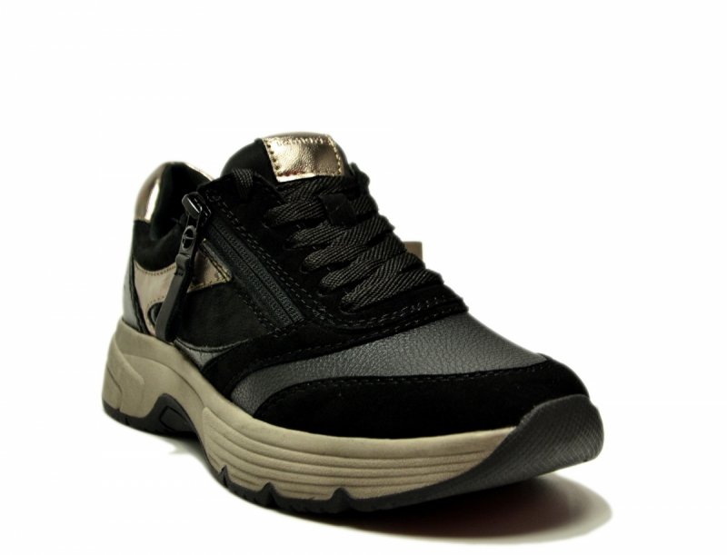 Półbuty 39 TAMARIS 83705 skóra sneakersy czarne skórzane haluksy