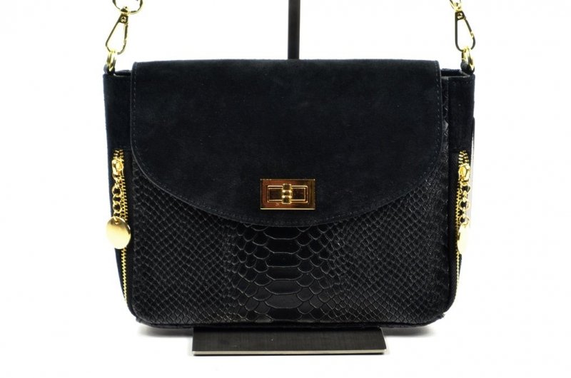 TOREBKA Miko włoska listonoszka skóra czarna krokodyl