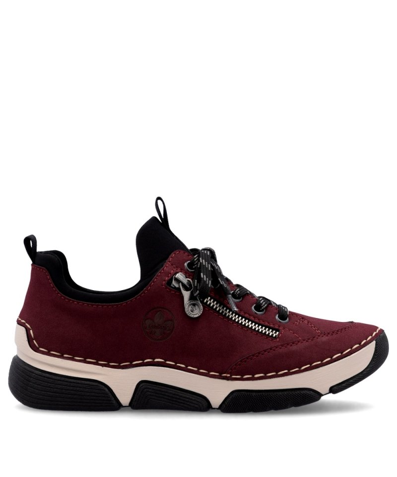 BOTKI sneakersy 36 RIEKER 45973 bordowe damskie półbuty bordo