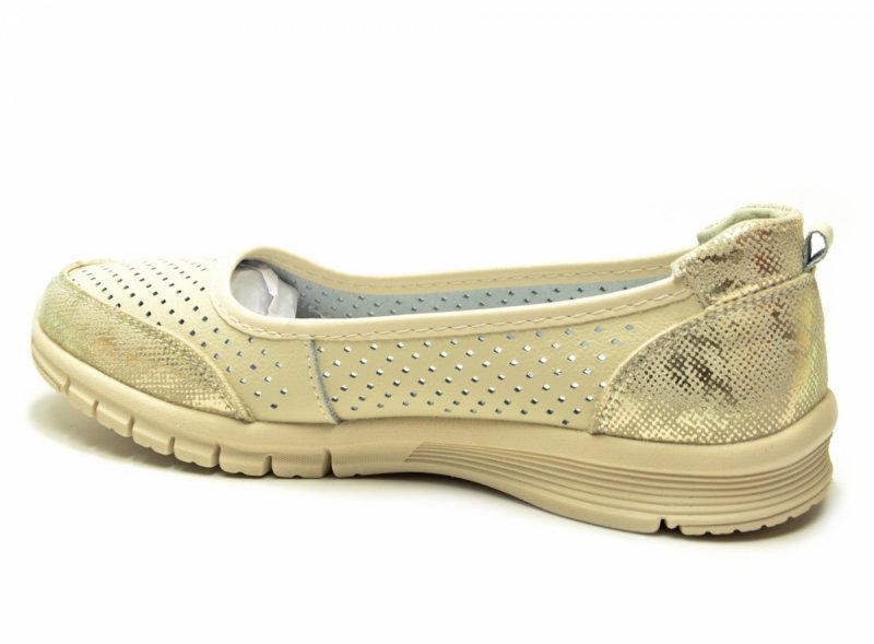 Półbuty 41 baleriny skóra VINCEZA 95369 beżowe skórzane beż ażurowane