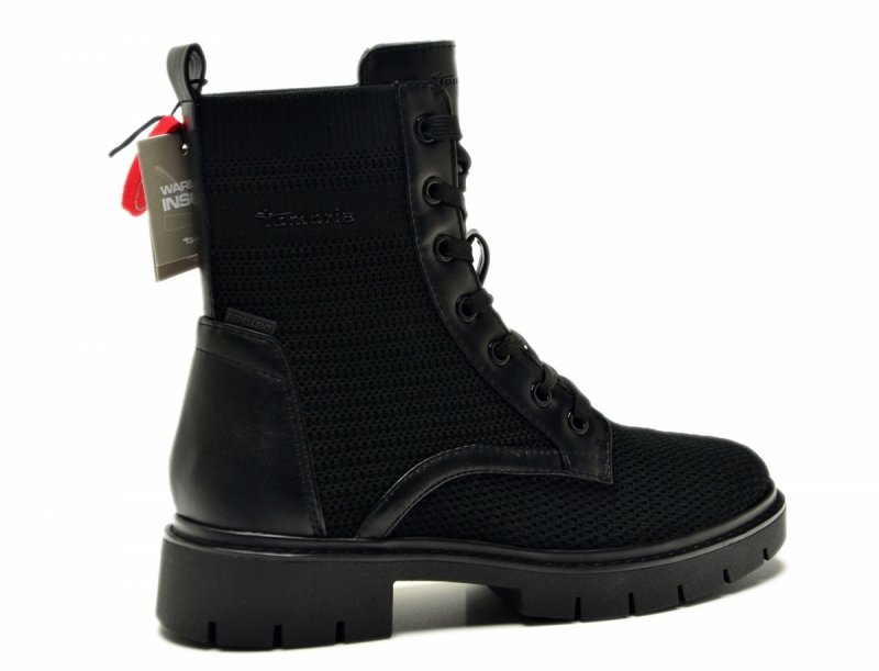 Botki 41 TAMARIS 86211  czarne duo-tex płaskie