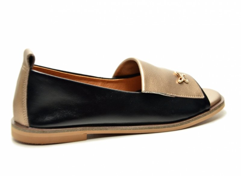 Baleriny czarne złote 40 skóra bez palcy POTOCKI 19397 damskie skórzane 