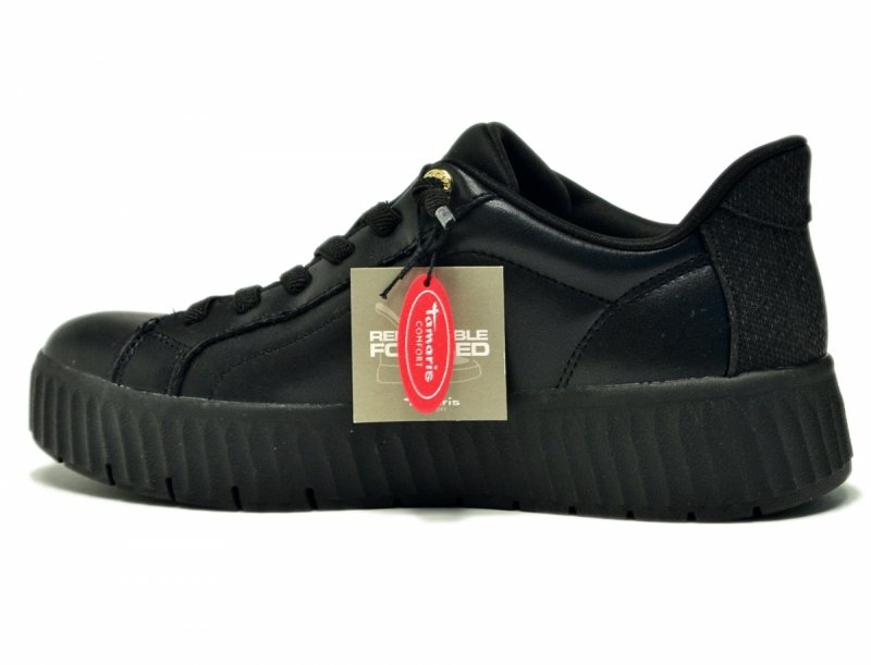Półbuty 41 TAMARIS 83720 skóra sneakersy czarne skórzane step-in