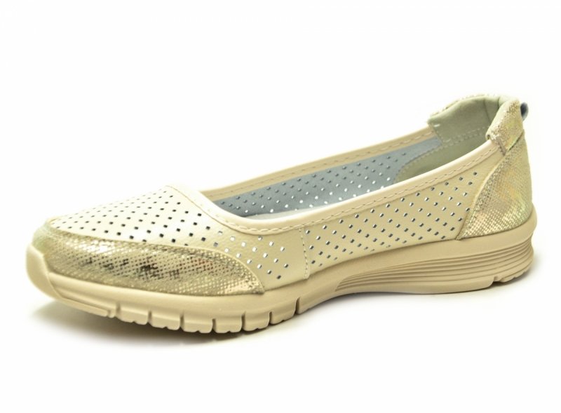 Półbuty 40 baleriny skóra VINCEZA 95369 beżowe skórzane beż ażurowane