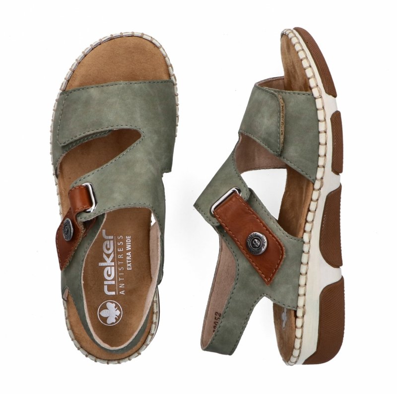 Sandałki zielone 37 RIEKER 66280 płaskie damskie